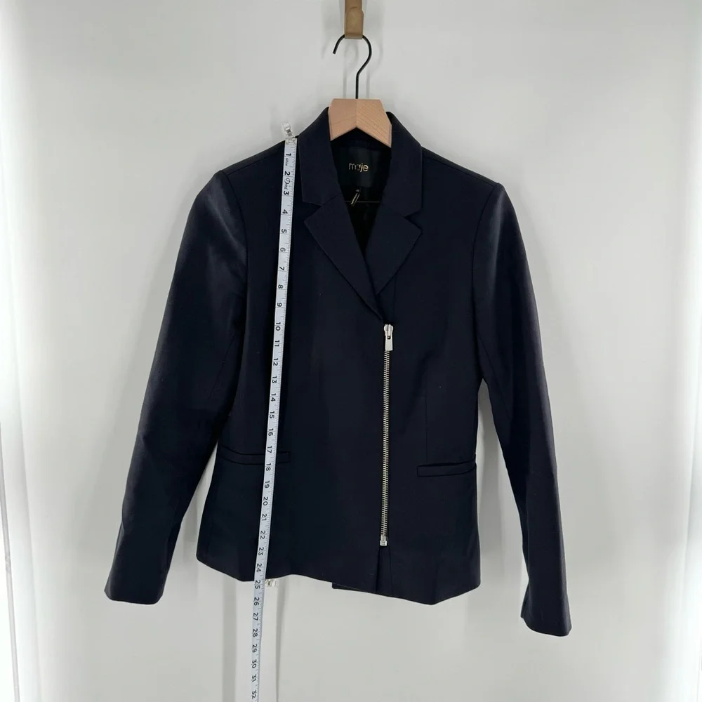 Maje Wool Zipper Biker Moto Blazer Jacket Size EU 40 - Picture 7 of 7